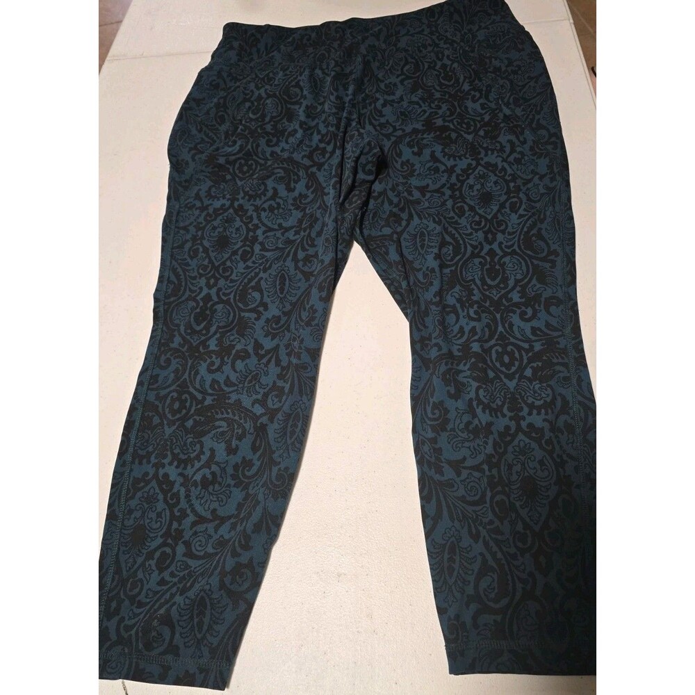 Livi Active Floral Paisley Leggings Women’s 22/24 Teal Black Pull On Bottoms